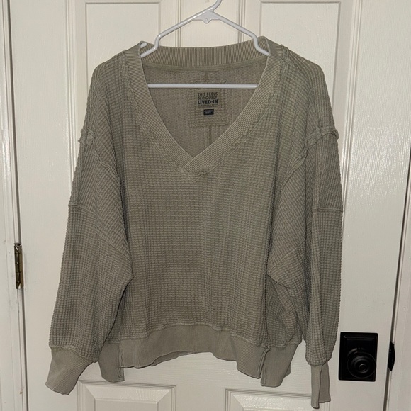 American Eagle Outfitters Sweaters - American Eagle Outfitters Oversized V-Neck Sweater - Sage